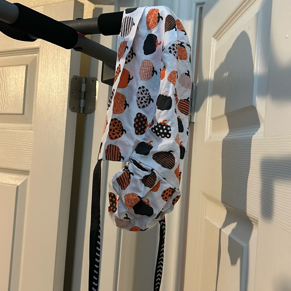Halloween pumpkin ponytail scrub hat